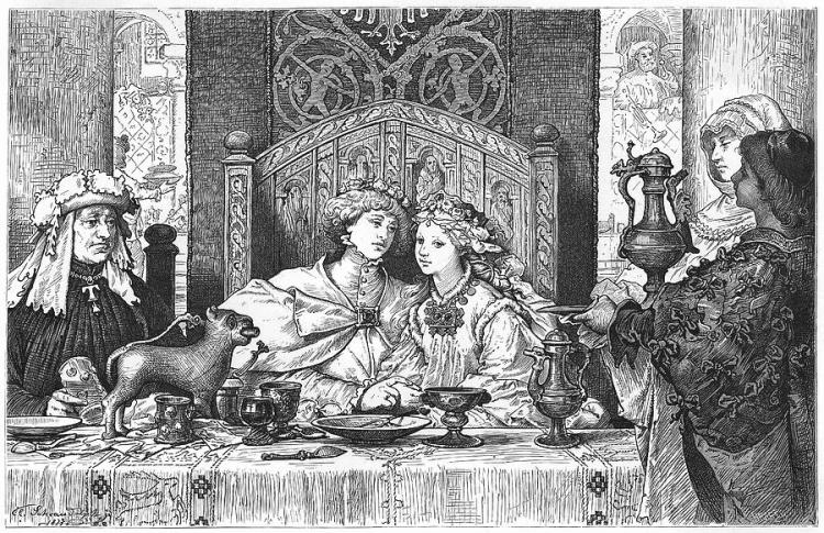 a-medieval-couple-at-their-wedding-mary-evans-picture-library
